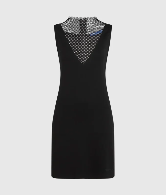 V-Ausschnitt-Kleid aus Strass-Mesh