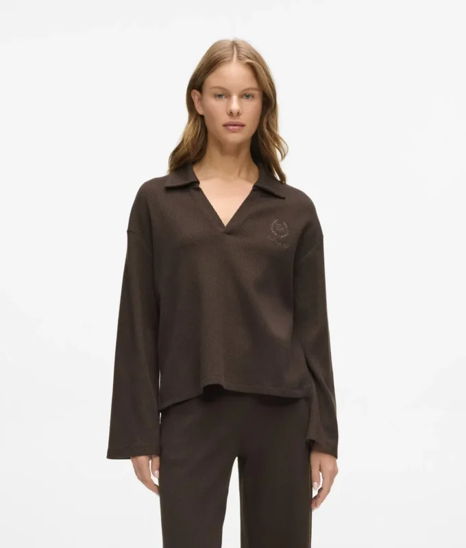 Waffel-Loungewear-Poloshirt Waffel-Loungewear-Poloshirt