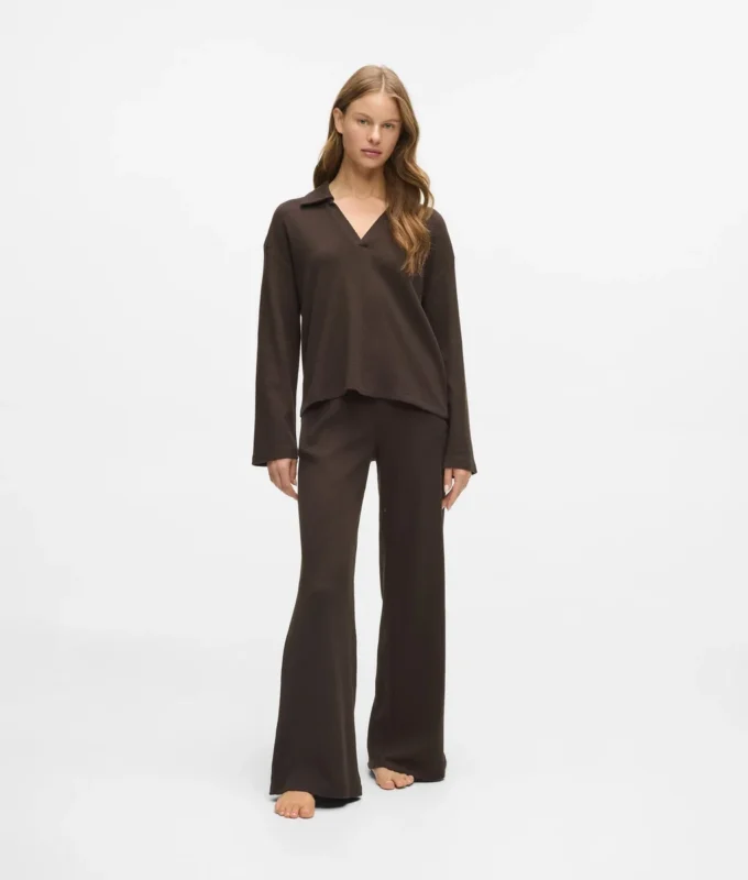 Waffel-Loungewear-Poloshirt Waffel-Loungewear-Poloshirt
