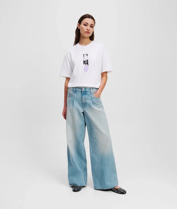 WEITE JEANS MIT PLISSEEFALTEN WEITE JEANS MIT PLISSEEFALTEN