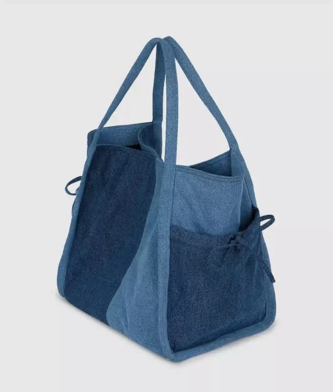 Zweifarbige Denim-Shopper