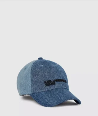 Zweifarbige helle Denim-Kappe