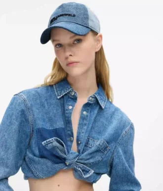 Zweifarbige helle Denim-Kappe