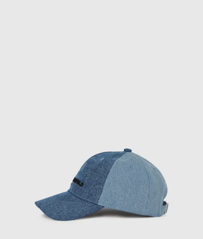 Zweifarbige helle Denim-Kappe
