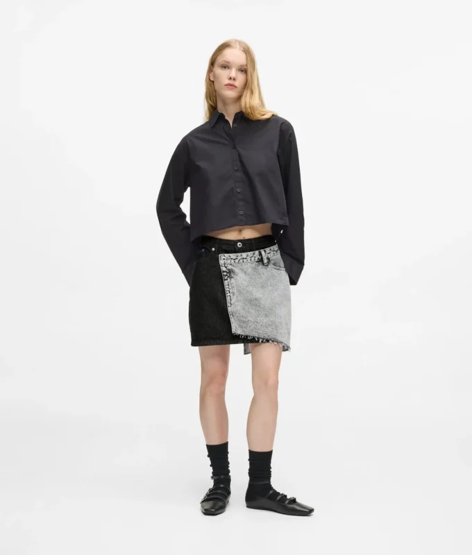 Zweifarbiger Jeansminirock Zweifarbiger Jeansminirock