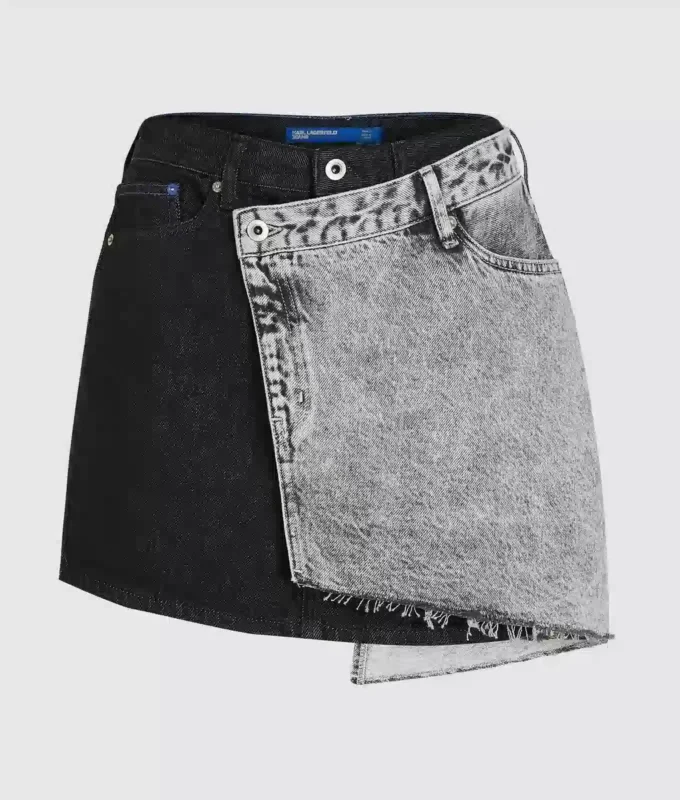 Zweifarbiger Jeansminirock Zweifarbiger Jeansminirock