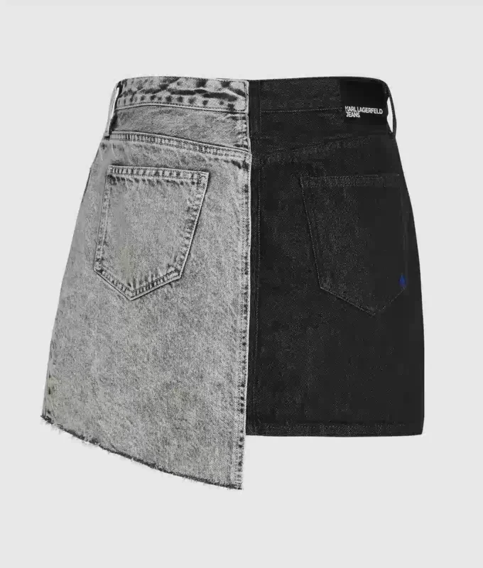 Zweifarbiger Jeansminirock Zweifarbiger Jeansminirock